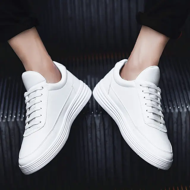US $39.95 2019 Veyr Good Quality Men Casual Leather Flat Shoes Lace-up Low Top Spring Autumn White Male Sneak