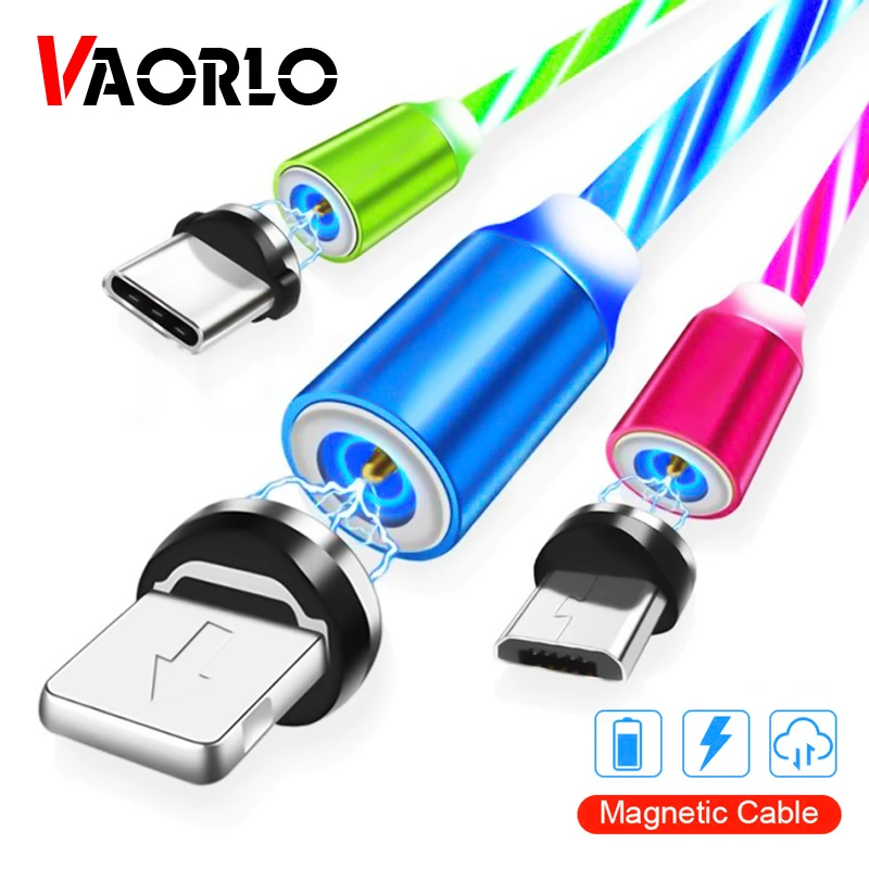 3 в 1 Магнитный зарядный Micro USB кабель со светодиодной подсветкой|Кабели для