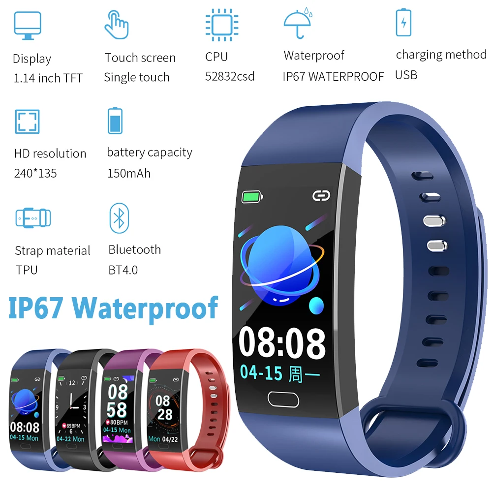 

RD11 Color Screen Smart Bracelet Heart Rate Blood Pressure Sleep Monitor Bluetooth IP67 Sports Watch for IOS for Android