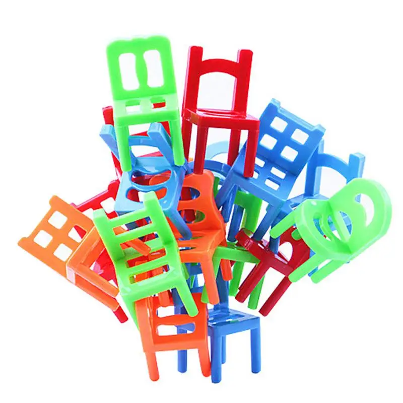 

18Pcs/Lot Shape Plastic board Game Toys Plastic Balance Stacking Chairs Block Toy Desk Educational Game Balancing Training Toys