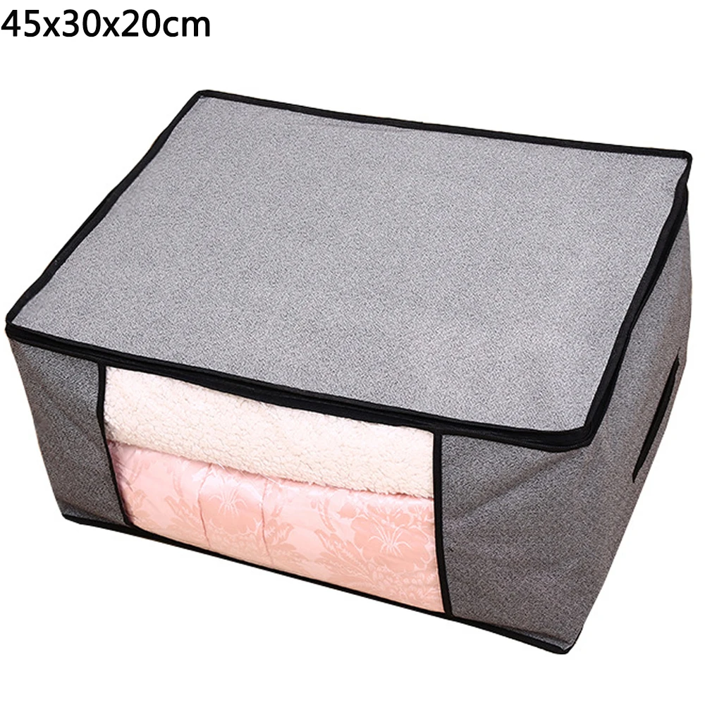 Одеяло Одежда влагостойкий герметичный ящик для хранения складной нетканый ящик для хранения с ручками прозрачный оконный Органайзер 1 шт - Цвет: 3