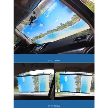 

Hot Portable Foldable Visor Protector Protective Curtain heat reflective pad Car Windshield Sun Shade Seascape