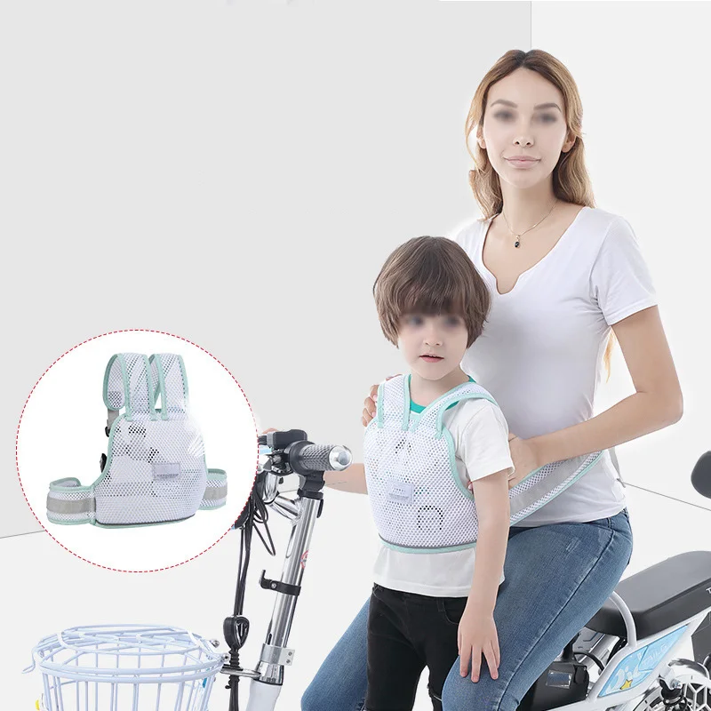 Детская безопасность, мотоциклетный ремень безопасности, защита для спины, светоотражающий дышащий жилет, ремень, регулируемый безопасный ремень для транспортного средства