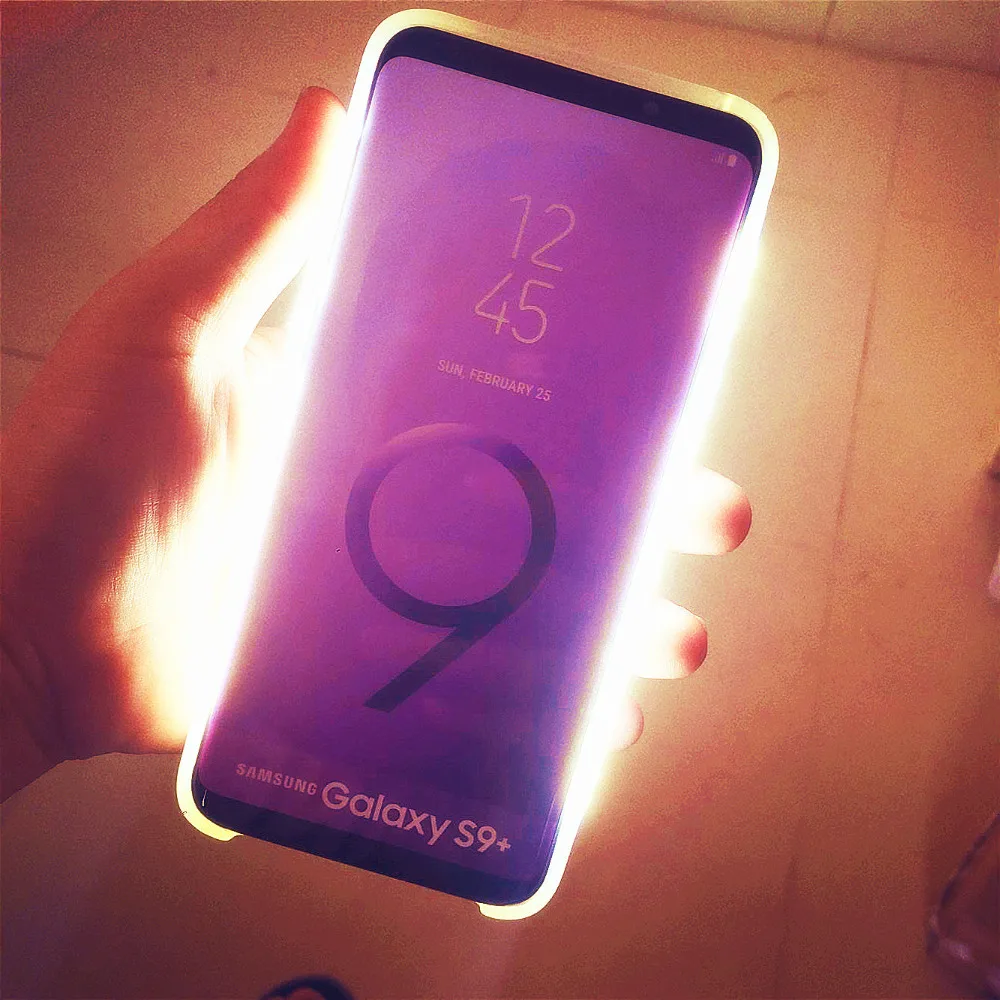 Glow Light Phone Case for Samsung S10 Plus selfie Case Photo Fill Light for Galaxy S10 S9 S8 plus Samsung S7 S6 Edge