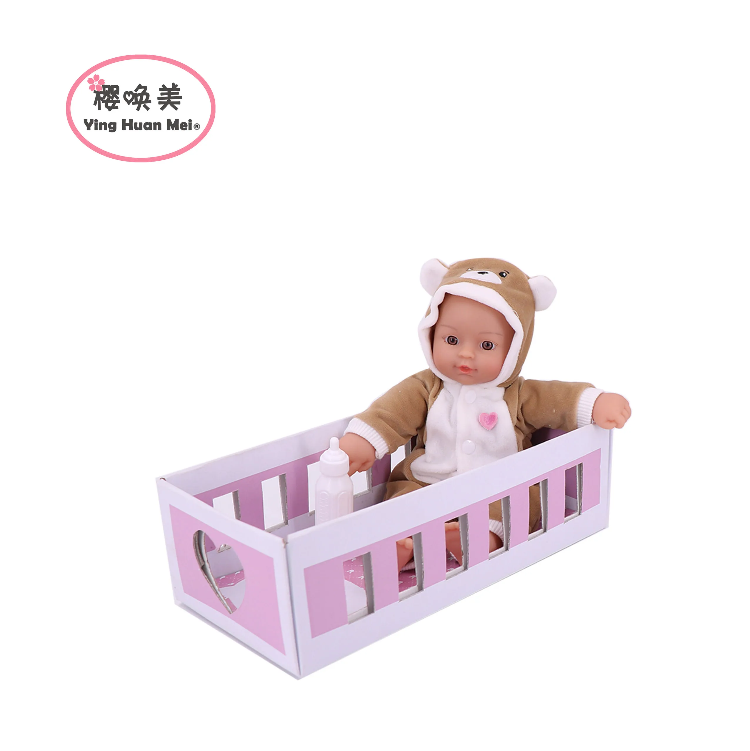 YHM11-inch Sweet Bear Baby , 100% Machine Washable, Comes with White Bottle,Soft Body Vinyl Play Toy Gift for Toddlers