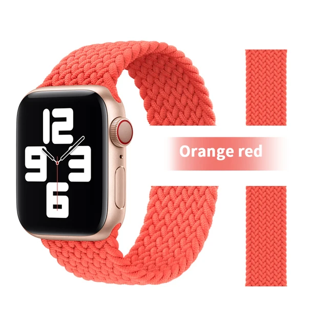 Pride Braided Solo Loop Band For Apple Watch Se Strap 44mm 40mm Elastic Wristband Bracelets 41mm 45mm Series 765432 42mm38mm 24 Bright orange