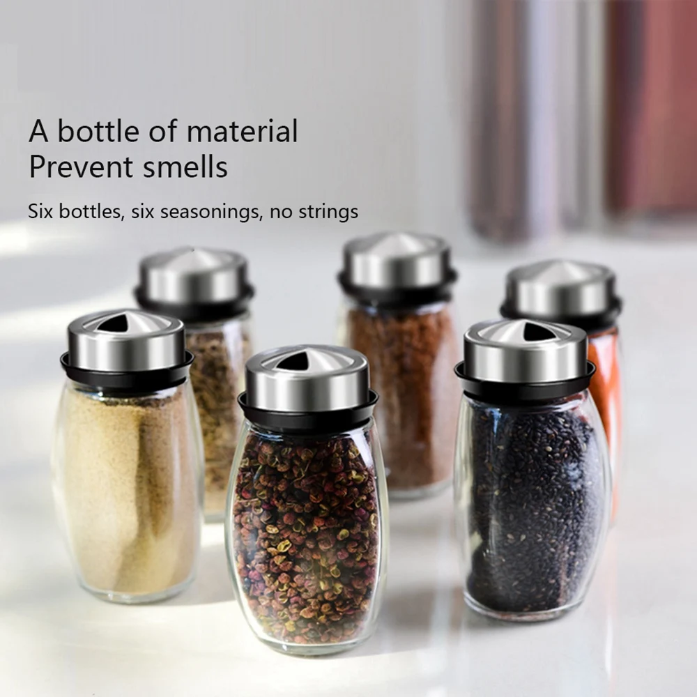 Rotating Glass Spice Jar Salt Holder Box Shaker For Spices Cans Container  Pepper Spray Kitchen Seasoning Powder Storage Bottle