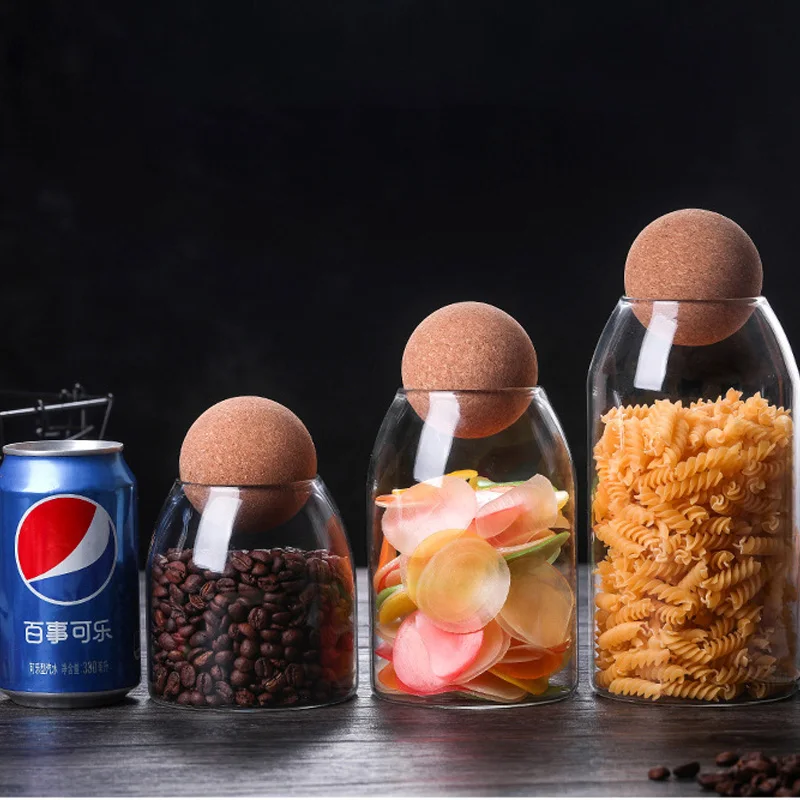 

Glass Sealed Storage Can Cereal Grain Storage Tank Creative Cork Tea Can Borosilicate Transparent Lead-free Storage Containers