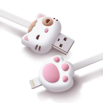 

pink apple port cat cartoon 1m,2.1A fast charger data transfer cable,IOS pink cute data wire,high quality,original design