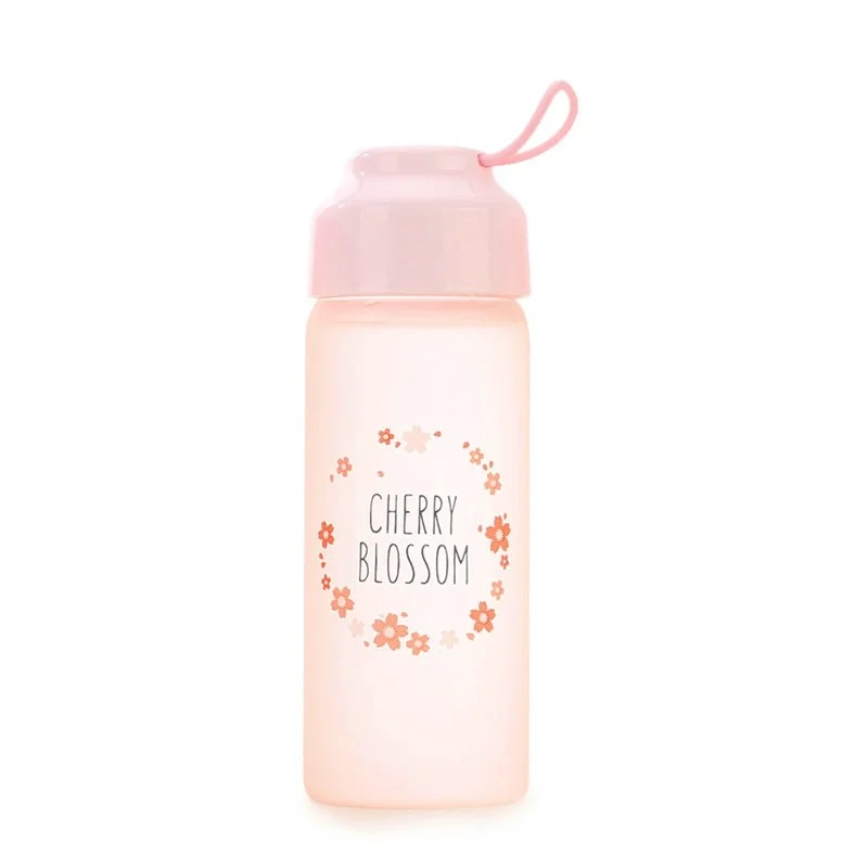 Clear Reusable Water Bottles with Infuser - Peachy Orange 20 oz Cherry Blossoms