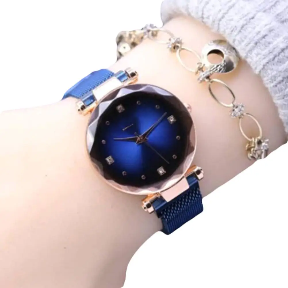 

2019 Casual Round Starry Sky Ladies Watch Dial Rhinestone Magnet Quartz Wrist Watch Bracelet Gift zegarek damski reloj mujer