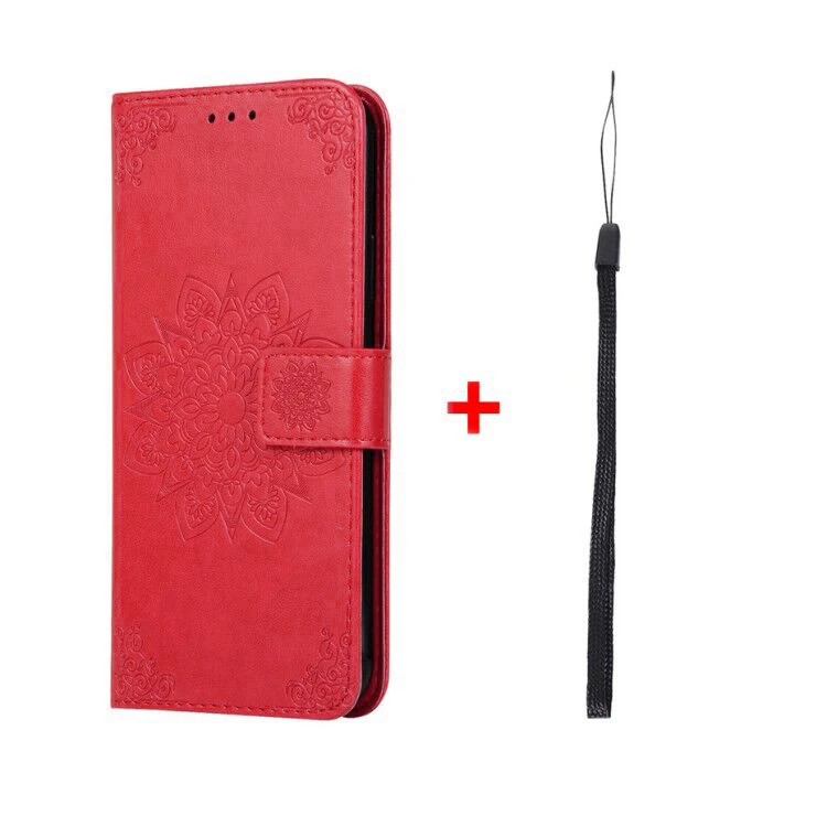Чехол-бумажник с объемным цветочным рисунком для Xiaomi mi A3 Lite A3 Pro, чехол-книжка S для Xio mi A1 A2 A3 M1906F9SI, кожаный чехол-книжка с морем - Цвет: Jujube red
