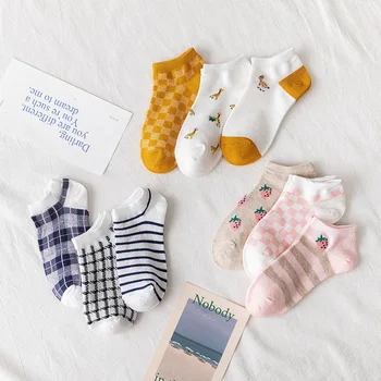 

Socks Women Stripe Plaid Woman Sock Strawberry Print Solid Soft Sox Cotton Cartoon Ladies Summer Classic Lady Calcetines Hombre