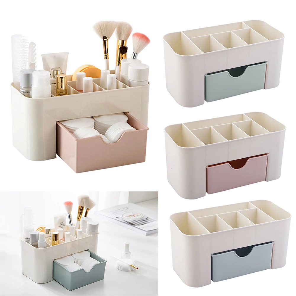 Creative Plastic box Makeup organizer Make Up Brush Storage Box with Drawer Cotton Swabs Stick Case make up 3 Colors | Дом и сад