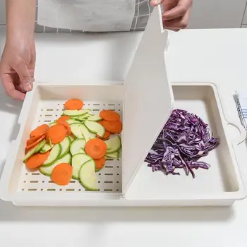

Multifunctional Plastic Cutting Board Three-in-one Vegetable Dishwasher Creative with Steering Drain Pan Home Kitchen Supplies