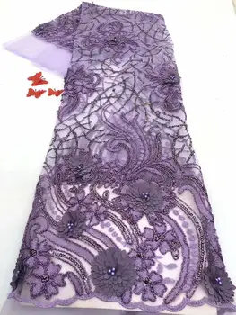 

Hot Sale African Lace Fabric High Quality 3d French Nigerian Tulle Lace Fabric Sequins Fabric For African Bridal Lace YYZ8923