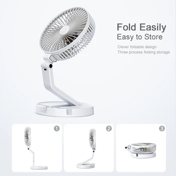 

Usb Fan Multifunctional Folding Rechargeable 3 Speed Adjustable Table Light Electric Fan Wall-Mounted Desktop Air Cooling Fan