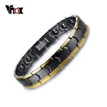 Vnox, Мужской Магнитный браслет для гематита, стильный черный керамический браслет, цепочка для здоровья, 21 см, мужские ювелирные изделия
