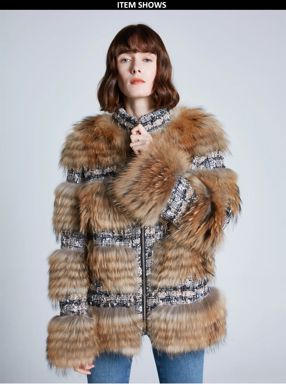 ZIRUNKING женское модное пальто из натурального меха енота, женская теплая зимняя куртка с отделкой из меха, толстая женская верхняя одежда ZC1933