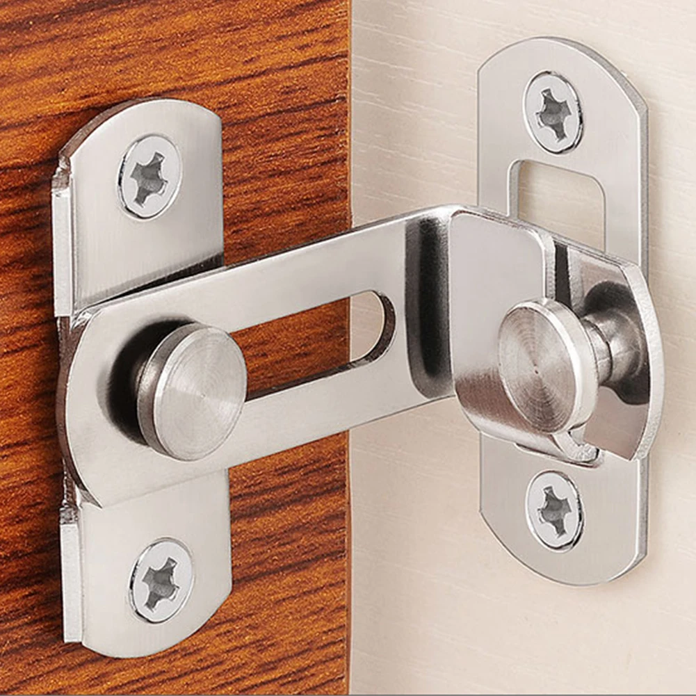 

Button Chain Security Tools Cabinet Stainless Steel Sliding Push Pull Shift 90 Degree Clasp Door Lock Hotel Home Latch
