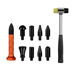 Outils de débosselage sans peinture pour carrosserie de voiture, marteau à Dent en aluminium avec tête rabattue, Kit de réparation de Dent 10 pièces 
