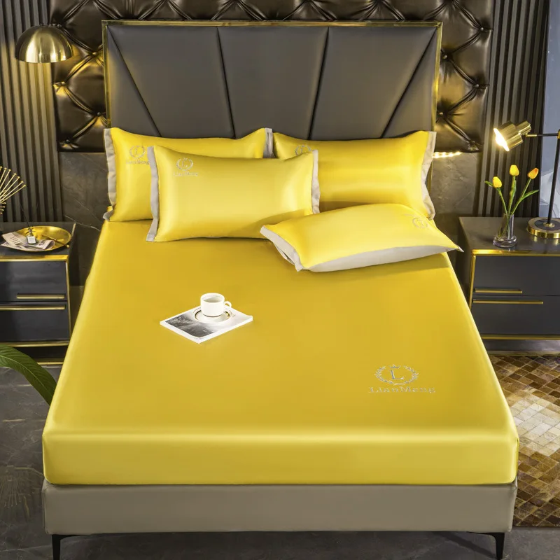 3 Pcs Set Luxury Satin Silk Matress Cover Fitted High End Mattress