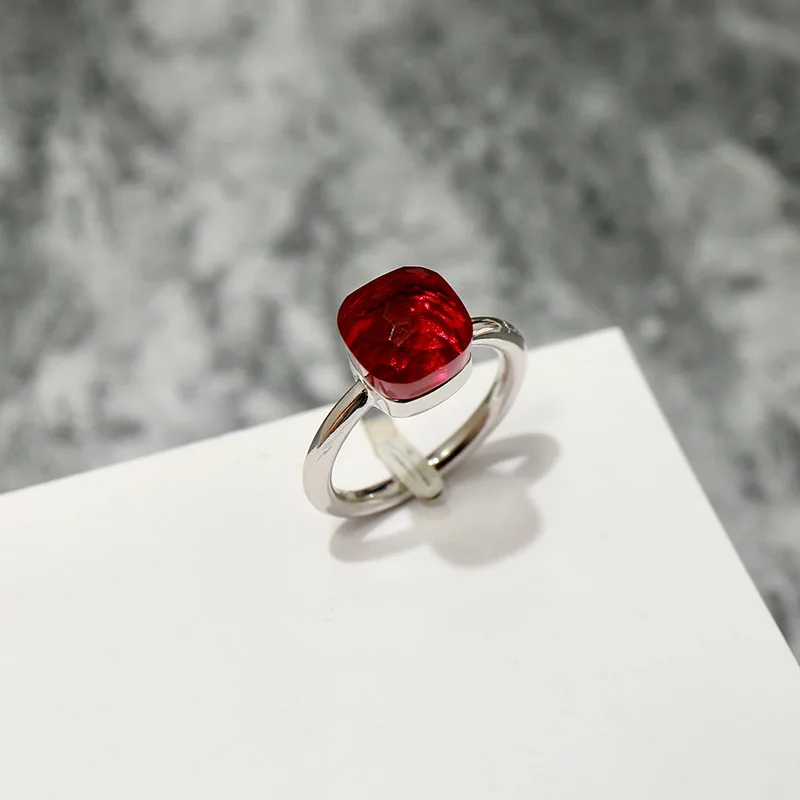 Мода S925 стерлингового серебра для женщин ювелирные изделия квадратный камень кольцо для девочек свадебный подарок