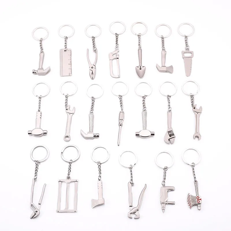 Hot Keychains For Men Car Bag KeyRing Combination Tool Portable Mini Utility Pocket Clasp Ruler Hammer Wrench Pliers Shovel