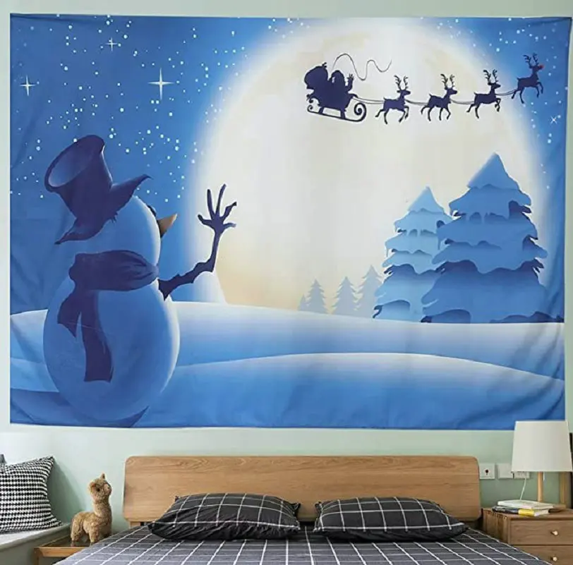 Для рождественской вечеринки гобелен настенный Санта Клаус катаясь на сани с