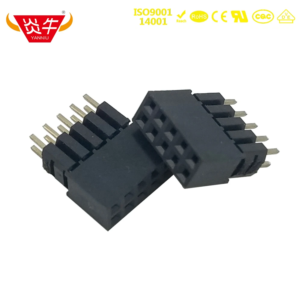 

2,0 мм короткий 2x5P 10Pin гнездовой Штабелируемый разъем, позолоченный Двухрядный 2,8 мм PC104, высокая термостойкость