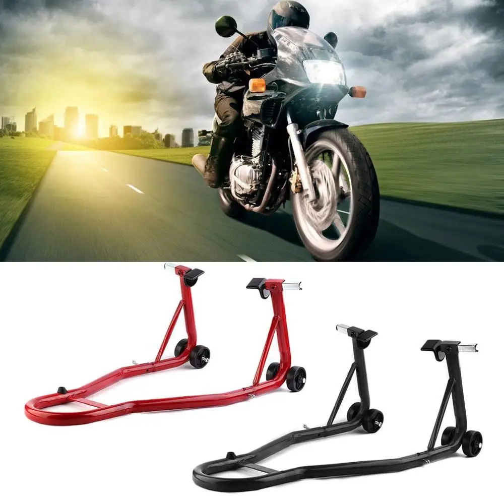 

Black/red Steel Full Set Of Motorcycle Rear And Front Wheel Stand Motorcycle Paddock Stand Set Holder