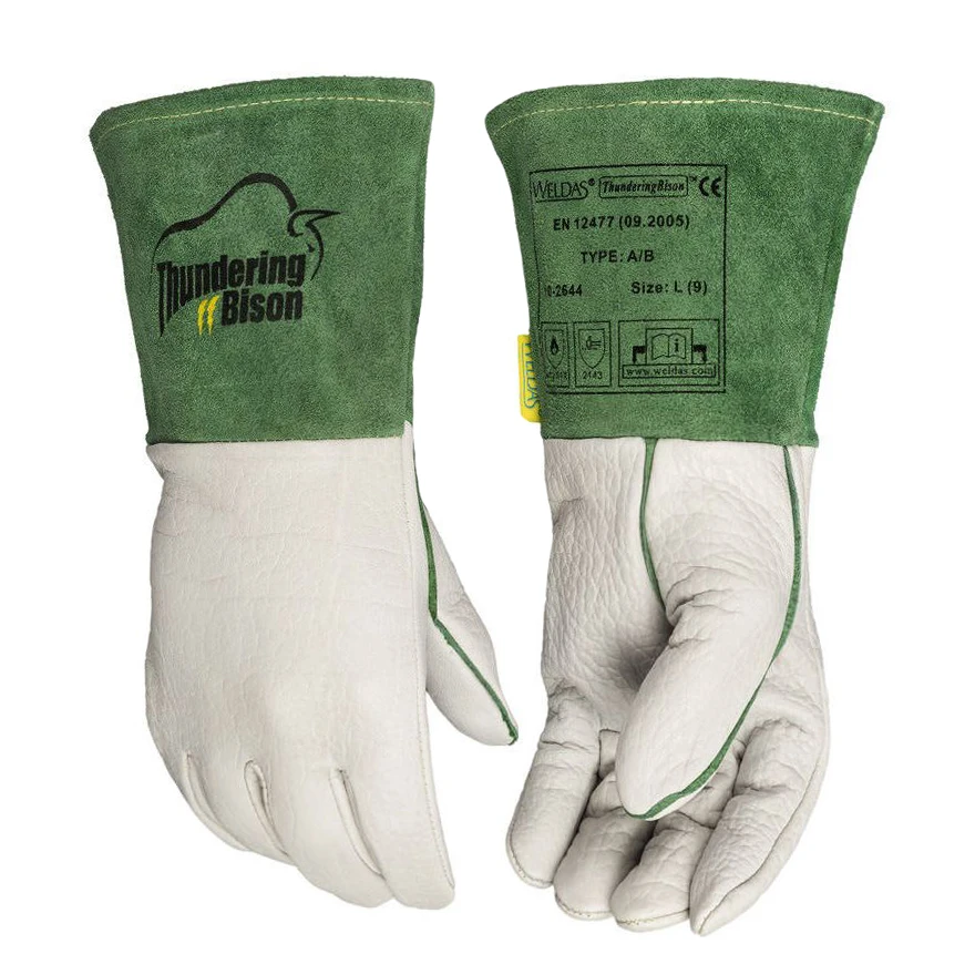 

Bison MMA Leather TIG MIG Welding Gloves Grain Cow Leather Welder Work Mittens Arc Safety Hand