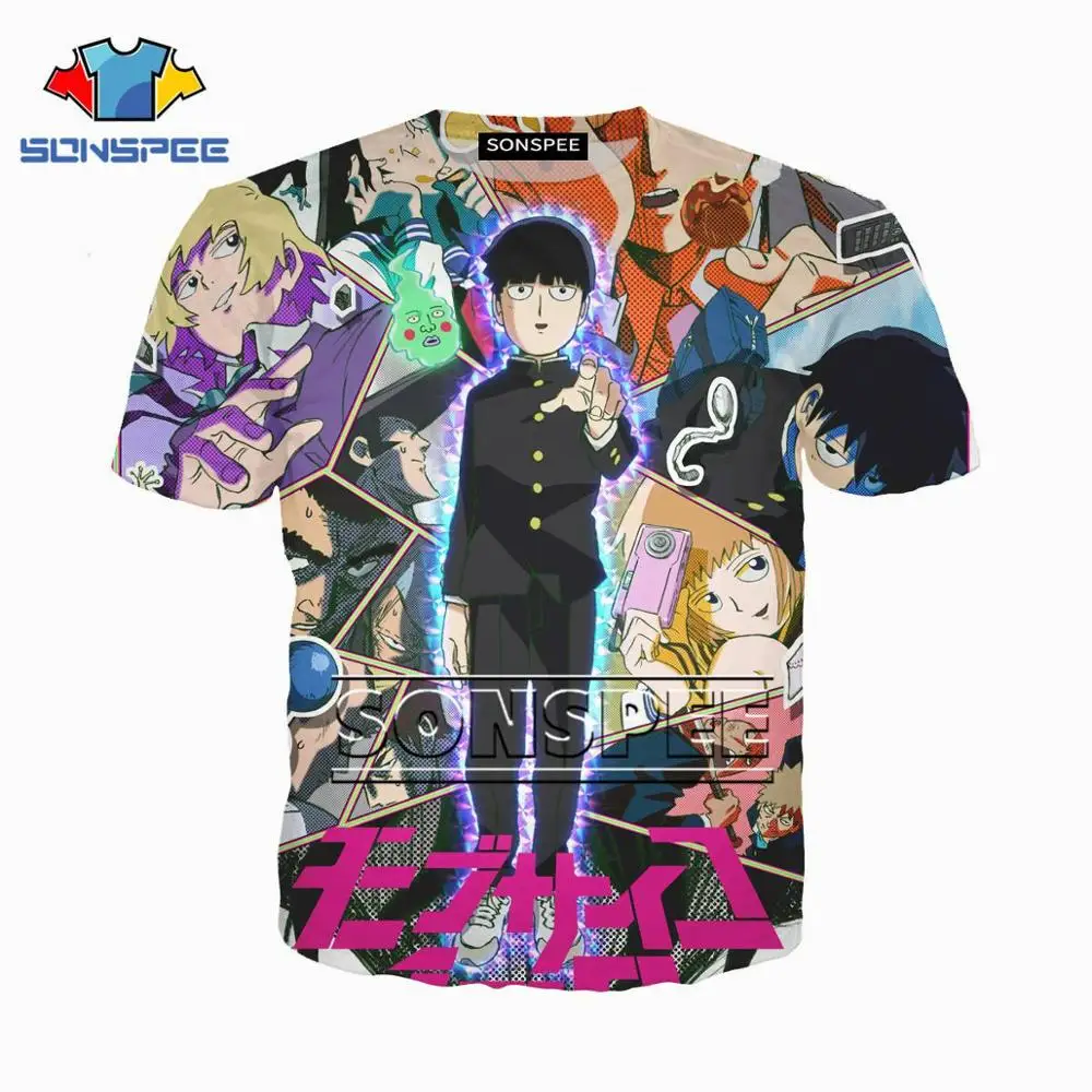 

SONSPEE Mob Psycho 100 Anime 3D printed Man Woman clothes t shirt unisex hot sale Fashion New hip hop top tees streetwear XK57a