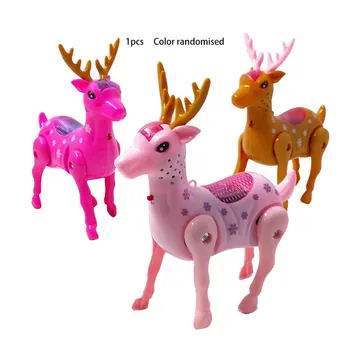 

Electric Toy Walking Deer Toy Leash Deer Electric Deer Plastic Luminous Music Toy Leash Deer Pull Line Deer Toy