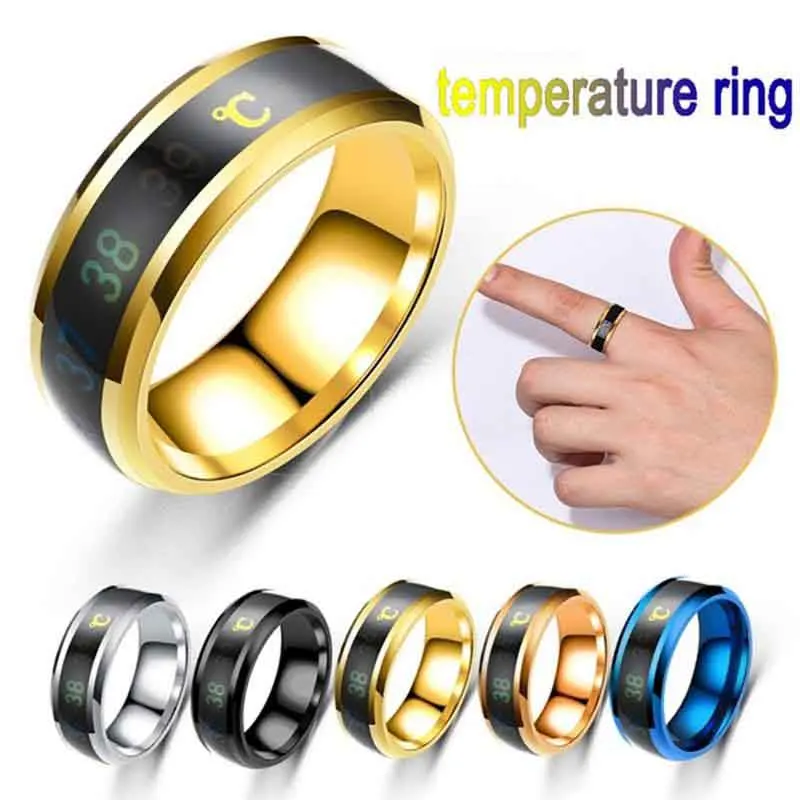 Intelligent Thermometer Temperature Measuring Ring Fashion Mood Sensitive Changing Color Finger Wedding Party Accessories | Украшения и