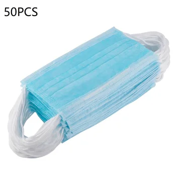 

50pcs/100pcs Anti- Dust Mask Blue Breathable Mouth Mask Kids Adult Disposable Face Masks