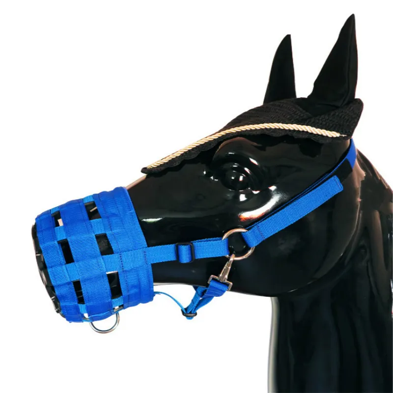 L/M/S маска на пояс с защитой от укуса, комфортная тканая маска на пояс, износостойкая, не поедающая, аксессуары для лошадей - Цвет: Bule-L
