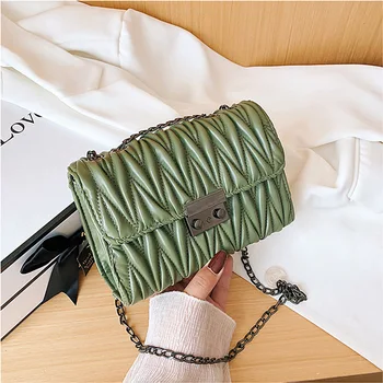 

Fashion Crossbody Bag Women Shoulder Bag 2020 Ruched Chain Female Messenger Bags Vintage Summer Travel Pack Women Phone Pouch