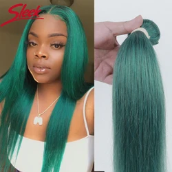 Sleek Straight Human Hair Bundles Jade Green Remy Brazilian Hair Bundles 28 Inch Colored Hair Extensions Single Bundles Hair