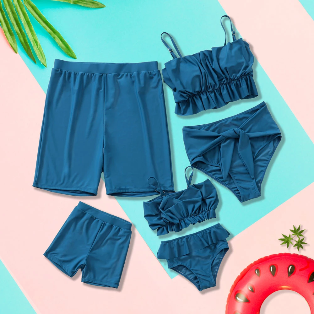 

2020 Family Matching Mother Daughter Swimsuit Two Pieces Women Child Kid Swimwear Son Girl Swim Bathing Suit Maio Feminino Praia