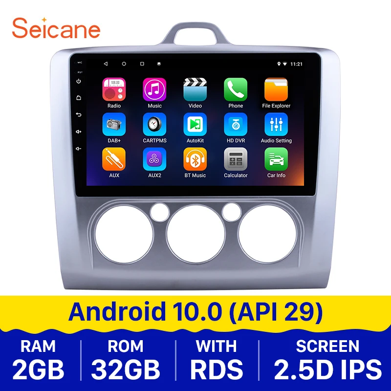 Автомагнитола Seicane мультимедийный проигрыватель на Android 10 0 9 дюймов GPS для Ford Focus Exi