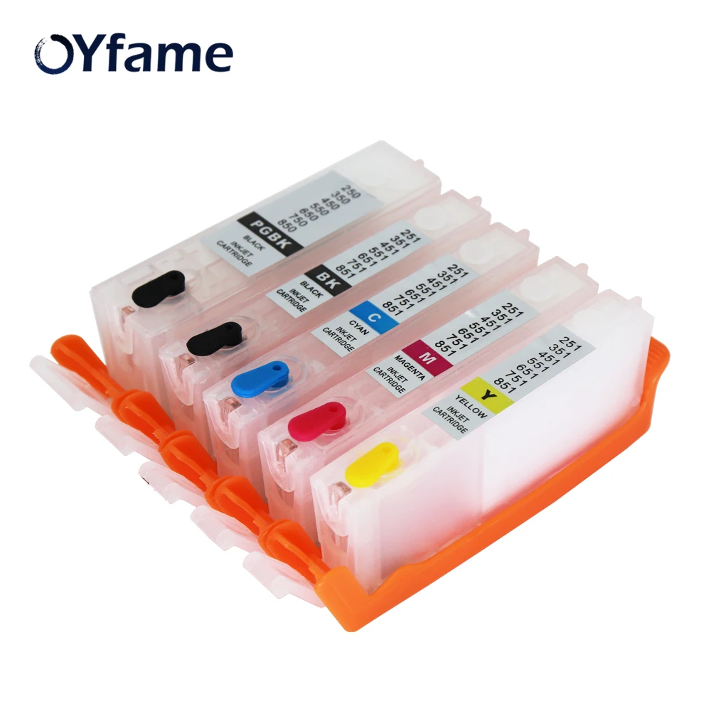 OYfame для Canon 850 851 картриджи Refillabe картридж MG5480 MX928 MX728 MG6400 MG5580 MG6680 MG5680 iX6880 iX6780|cartridge for