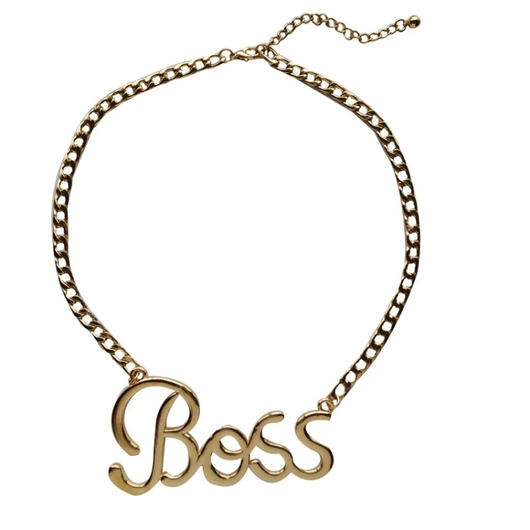 New Trendy Cool Boss Letter Pendant Necklaces for Women Girl Wedding Party Personality Summer Beach Jewelry Gift | Украшения и
