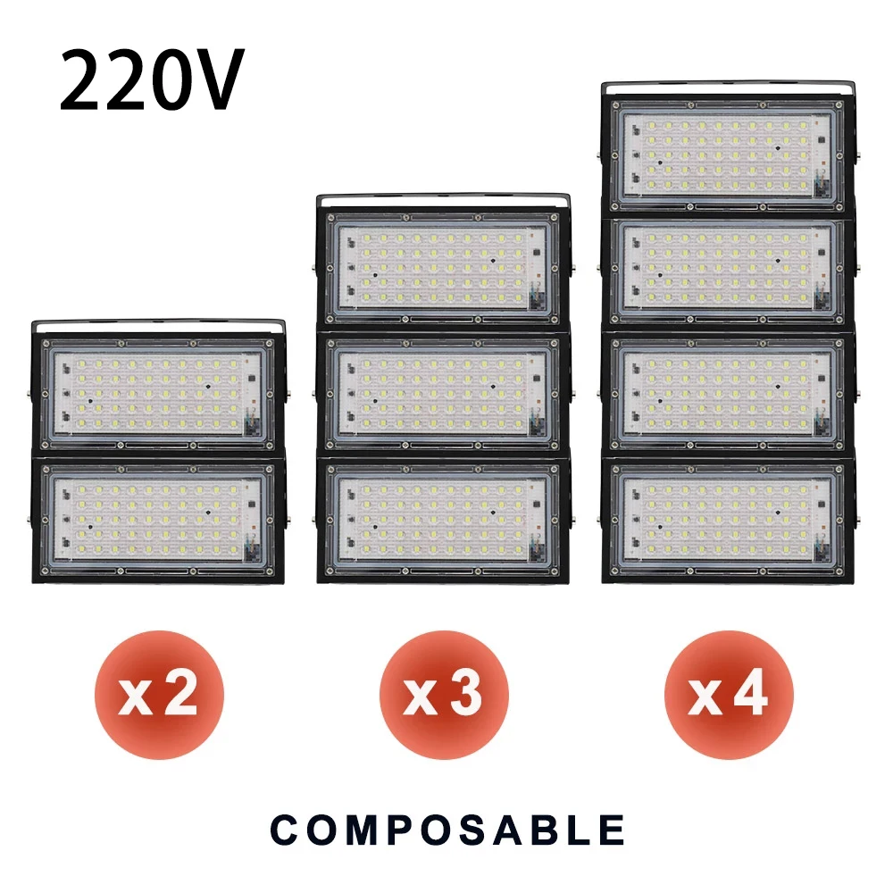 50W 100W LED Floodlight 110V 220V Waterproof Ip65 White/Warm White Lights Ultra Bright Led Outdoor Spotlight for Warehouse 2