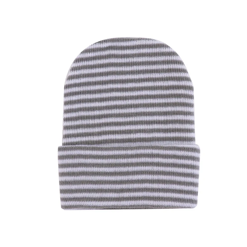 Winter Spring Striped Hospital Chiffon Knitted Hat Newborn Beanie Hats Solid Color Soft Baby Nursy Cap Comfy Stuff Photo Props cute baby accessories