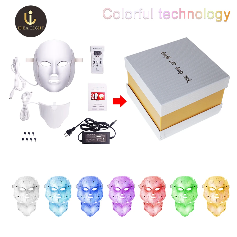 

7 Colors Electric Led Facial Mask Face Mask Machine Light Therapy Acne Mask Neck Beauty Led Mask Led Photon Therapy light