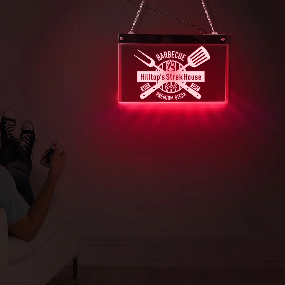 Премиум стейк барбекю гриль персонализированные стейк дом светодиодный бизнес знак бренда Ресторан рекламный щит со светодиодами неоновый Настенный декор