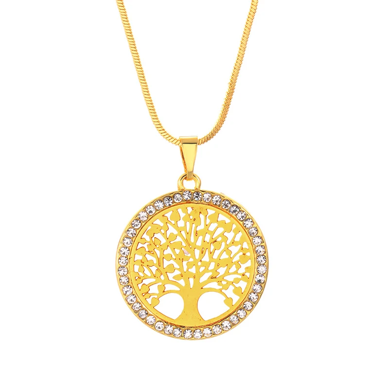 New Fashion Tree of Life Crystal Round Small Pendant Necklace Elegant Women Jewelry Gifts Dropshipping 2021