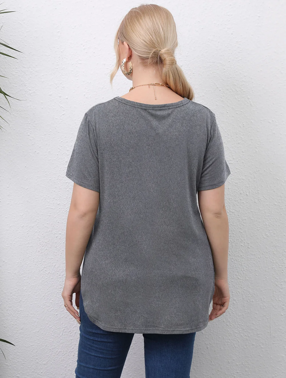 GIBSIE Plus Size O-Neck Women Split Side Solid T-Shirt Casual Summer Short Sleeved Tee 3xl 4xl Women Basic Tops Pulovers Clothes summer dresses