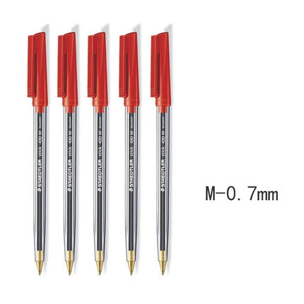 5 шт., шариковая ручка STAEDTLER 430 F/M, Классическая шариковая ручка с пчелами, студенческие ручки, Офисная живопись, красная, синяя, черная шариковая ручка, ручка для письма - Цвет: red 0.7mm